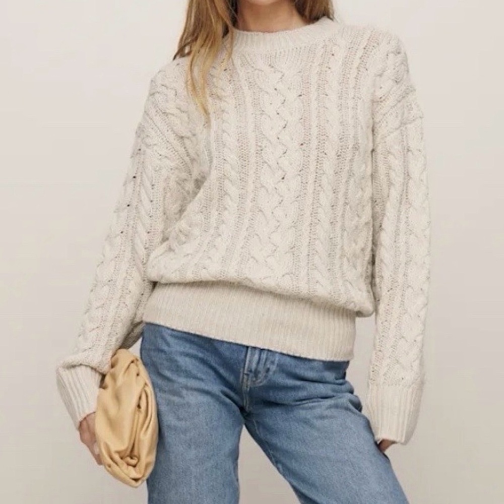Reformation Sam cotton cashmere cable knit sweater